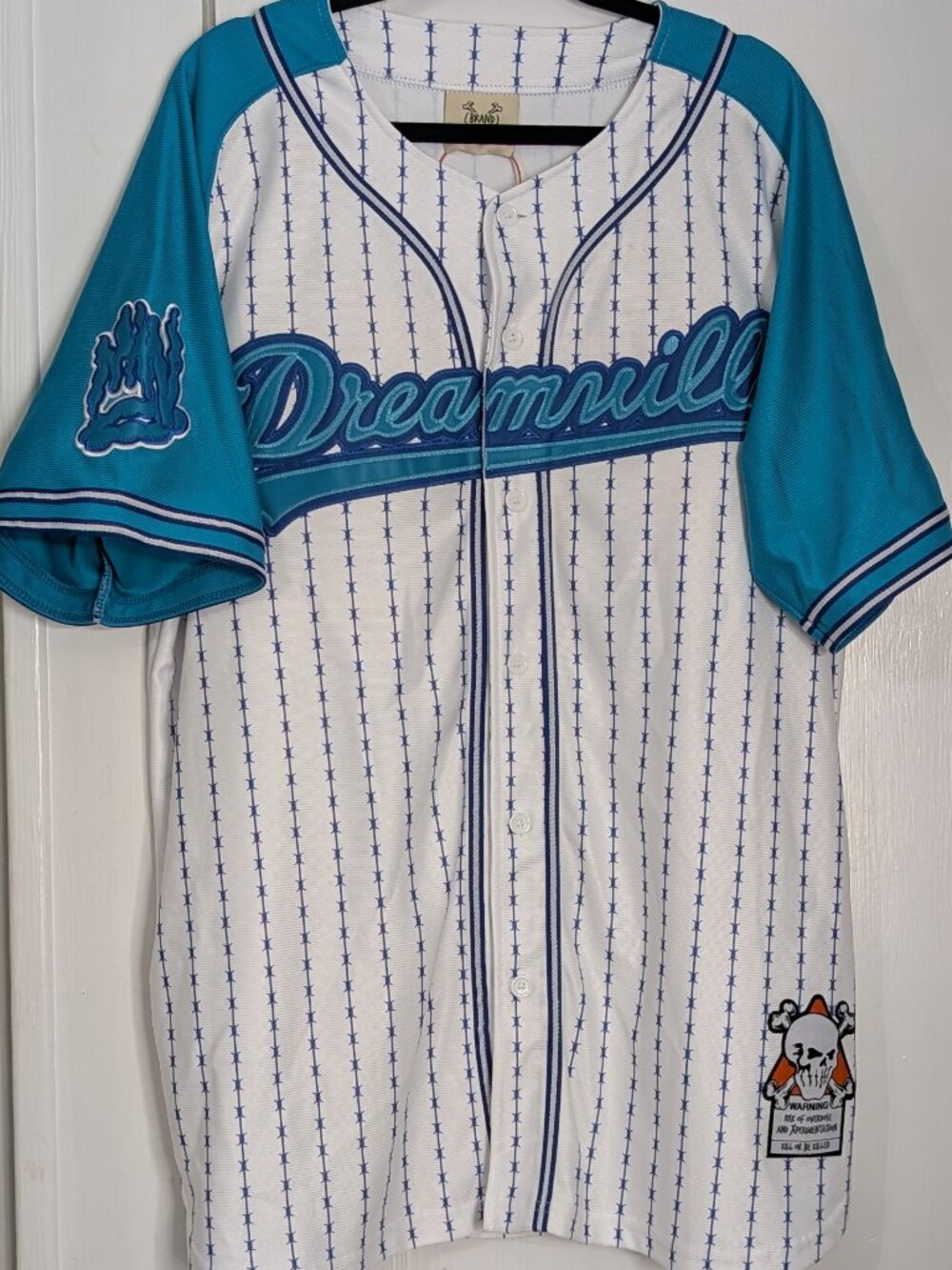 J Cole Dreamville Brand X Baseball Jersey Button Down White Teal Size 2X Men's